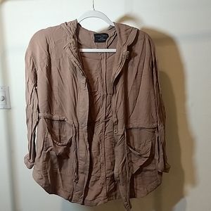 Brown utility style hooded jacket
